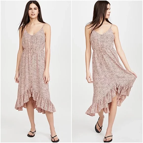 🐆 Rails, Frida Dusty Rose Spotted High-Low Dress